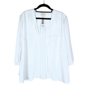 Chicos Womens Blazer 2 White Lightweight Vintage Jacket Clean Girl Classic Fit